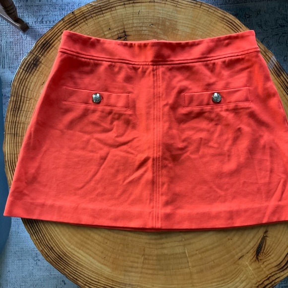 On 34th Women's Ponté-Knit Mini Skirt Orange Stretch w/ buttons - Picture 2 of 13